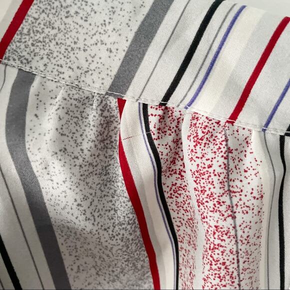 Vintage Devon striped neck bow secretary blouse red gray white size large L - Picture 8 of 9